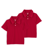 Toddler 2-Pack Active Uniform Polo Shirts in Moisture Wicking BeCool™ Fabric - Red, image 1 of 3 slides