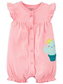 Pink - Baby Cactus Snap-Up Romper