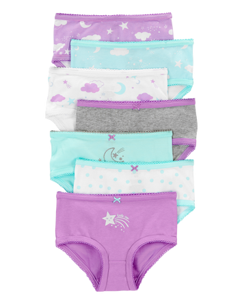 Kid 7-Pack Star and Moon Brief Stretch Cotton Underwear, 