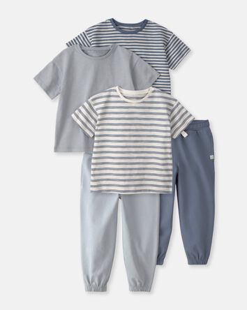 Toddler Boy 5-Piece Organic Cotton Tees & Pants Set, 