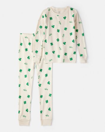 Kid St. Patrick's Day 100% Cotton Snug Fit 2-Piece Pajamas - Ivory, 