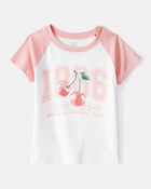 Girls Cherry Short-Sleeve Graphic Tee - Ivory/Pink, image 1 of 3 slides