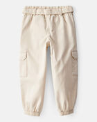 Toddler Girl Cotton Cargo Joggers - Ivory, image 2 of 5 slides