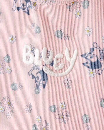 Toddler Bluey Floral Print Short-Sleeve Graphic Tee - Pink, 