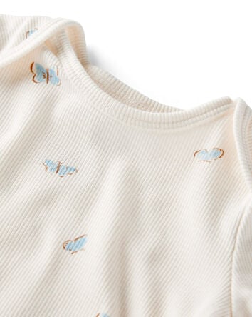 Baby Girl 2-Piece Organic Cotton Ribbed Knit Set in Butterfly Breeze Print, 