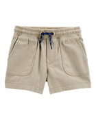 Baby Pull-On Twill Shorts - Khaki, image 1 of 4 slides