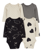 Baby 4-Pack Long-Sleeve Original Bodysuits, image 1 of 7 slides