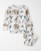 Baby Safari Print Organic Cotton 2-Piece Pajamas, image 1 of 4 slides