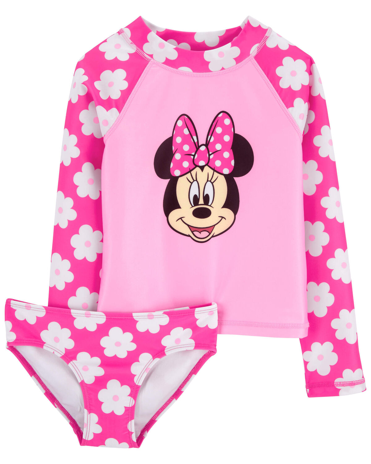 Pink Kid Minnie Mouse 2Piece Rashguard Set