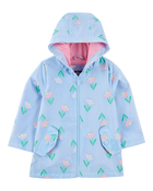Toddler Floral Color Changing Rain Jacket - Blue, image 3 of 6 slides