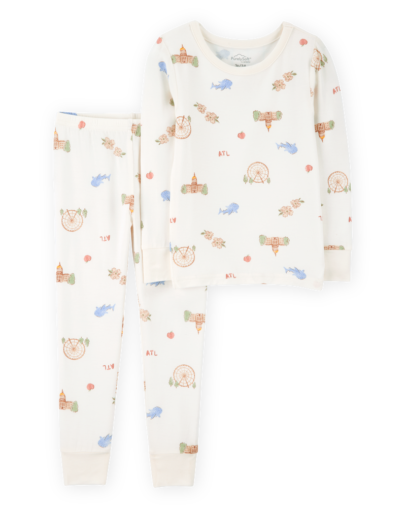 Atlanta Print PurelySoft 2-Piece Pajamas - Ivory, image 1 of 5 slides