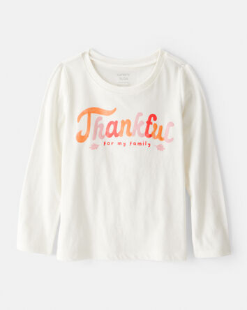 Toddler Girl Thankful Long-Sleeve Graphic Tee - White, 