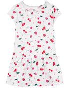 Toddler Cherry Cotton Dress, image 1 of 4 slides