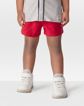 Toddler Pull-On Cotton Shorts - Red, 