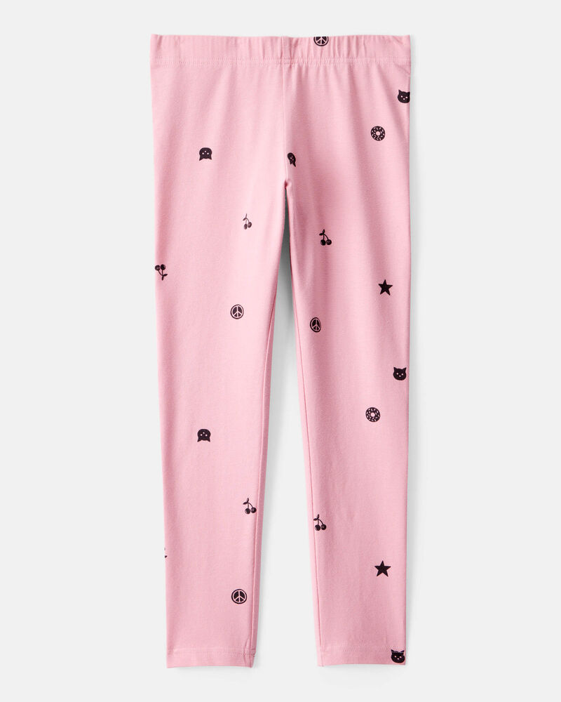 Girls Cotton Pull-On Stretch Leggings - Pink, image 2 of 4 slides