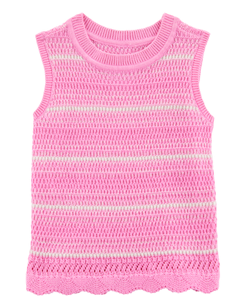 Toddler Striped Crotchet Knit Tank - Pink, 