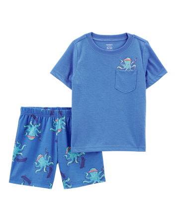 Toddler Boy 2-Piece Octopus Print Loose Fit Pajamas, 