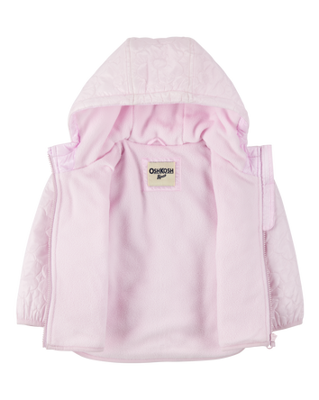 Toddler Girl Floral Quilted Midweight Jacket - Pink, 
