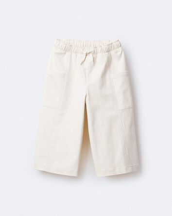 Toddler Girl Wide Leg Pocket Pant - Cream, 