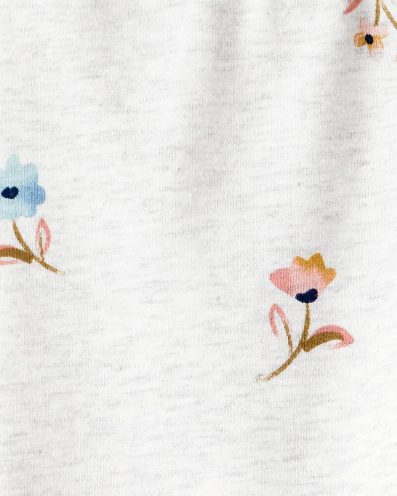 Baby Girl Cotton Floral Stretch Leggings - Grey, image 3 of 4 slides