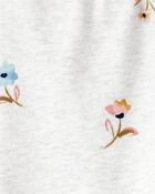 Baby Girl Cotton Floral Stretch Leggings - Grey, image 3 of 4 slides