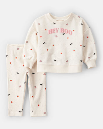 Baby 2-Piece Hey Boo Halloween Outfit Set - Cream, 