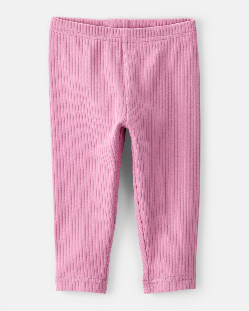 Baby Girl Cotton Ribbed Stretch Leggings - Purple, image 1 of 4 slides