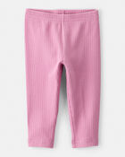 Baby Girl Cotton Ribbed Stretch Leggings - Purple, image 1 of 4 slides