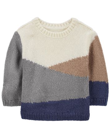 Baby Colorblock Mohair-Like Sweater, 