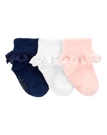 Baby 3-Pack Lace Cuff Socks, 