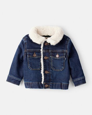 Baby Boy Sherpa Denim Jacket - Dark Wash, 