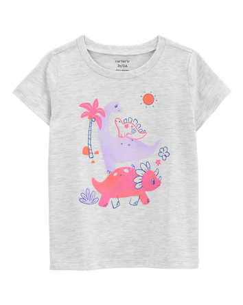 Toddler Girl Dinosaur Short-Sleeve Graphic Tee - Grey, 