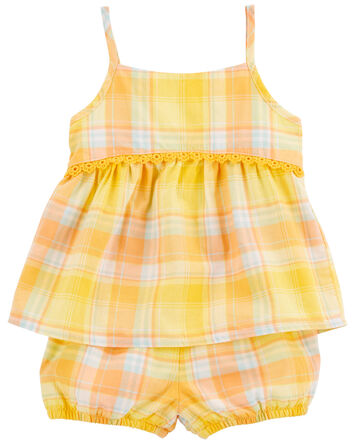 Baby 2-Piece Plaid Set with Bubble Shorts, 