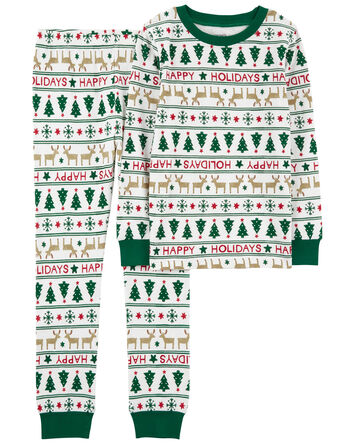 Kid 2-Piece Fair Isle 100% Snug Fit Cotton Pajamas, 