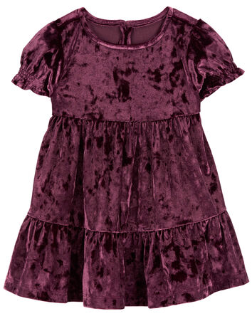 Baby Velour Puff Sleeve Dress, 