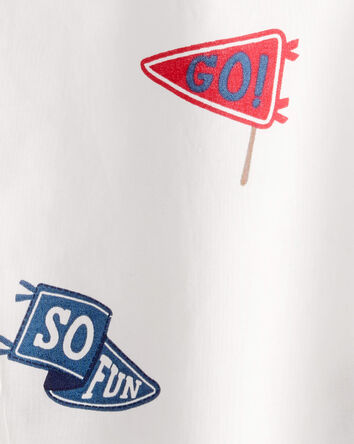 Baby Boy Varsity Bear Print Long-Sleeve Button-Down Shirt - White, 