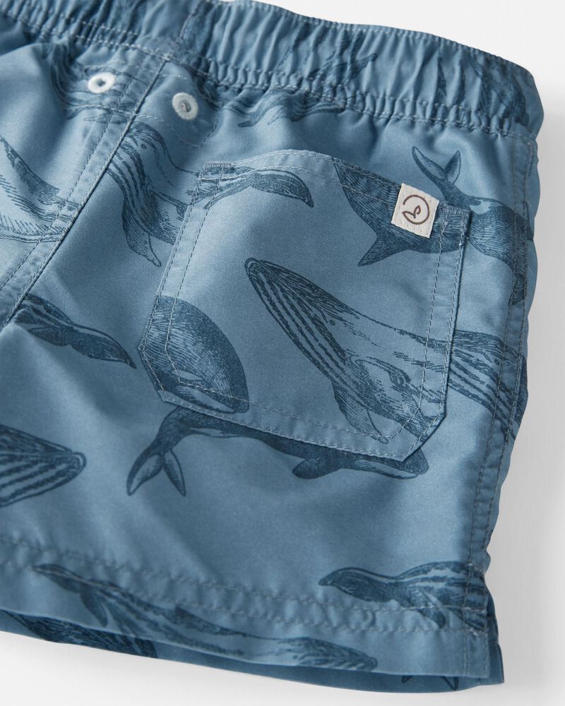 Toddler Whale Print Recycled Swim Trunks, image 3 of 4 slides