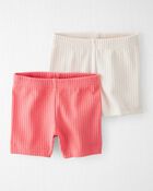 Baby Girl 2- Pack Organic Cotton Ribbed Pedal Shorts, image 1 of 5 slides