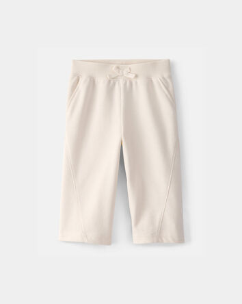 Baby Girl French Terry Wide-Leg Active Pants - Ivory, 