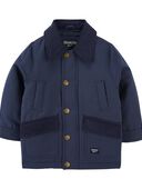 Navy - Toddler Midweight Button-Front Parka
