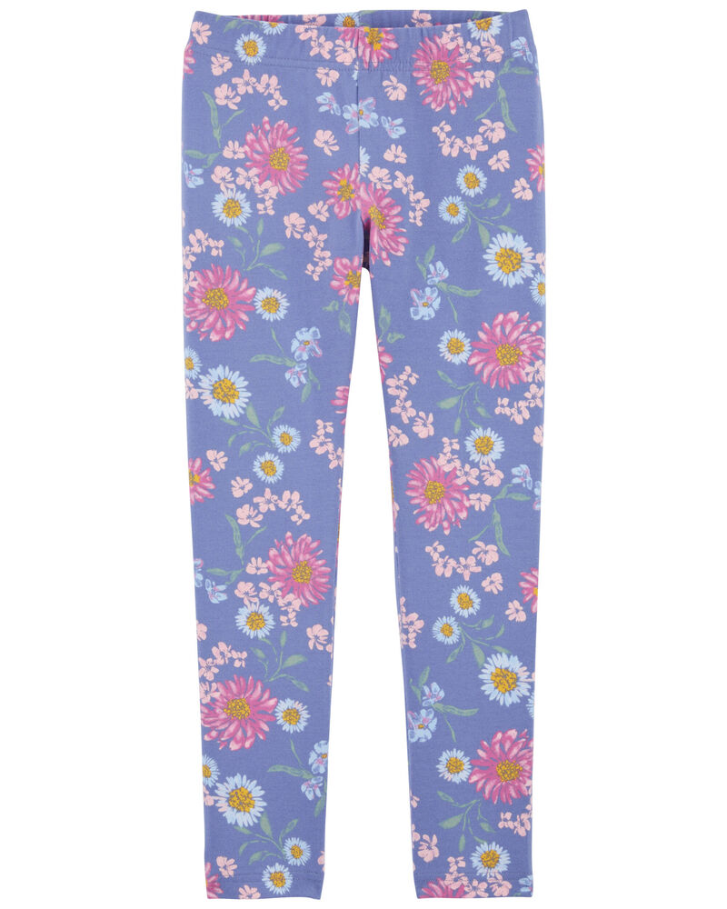 Kid Sunflower Print Stretch Leggings, image 1 of 4 slides