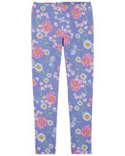 Kid Sunflower Print Stretch Leggings, image 1 of 4 slides