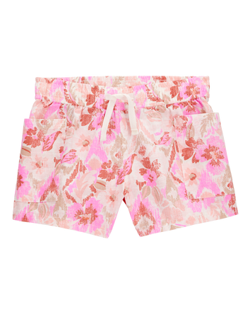 Toddler Floral Print Drawstring Shorts - Pink, 