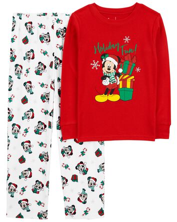 Kid 2-Piece Christmas Mickey Cotton & Fleece Pajamas, 