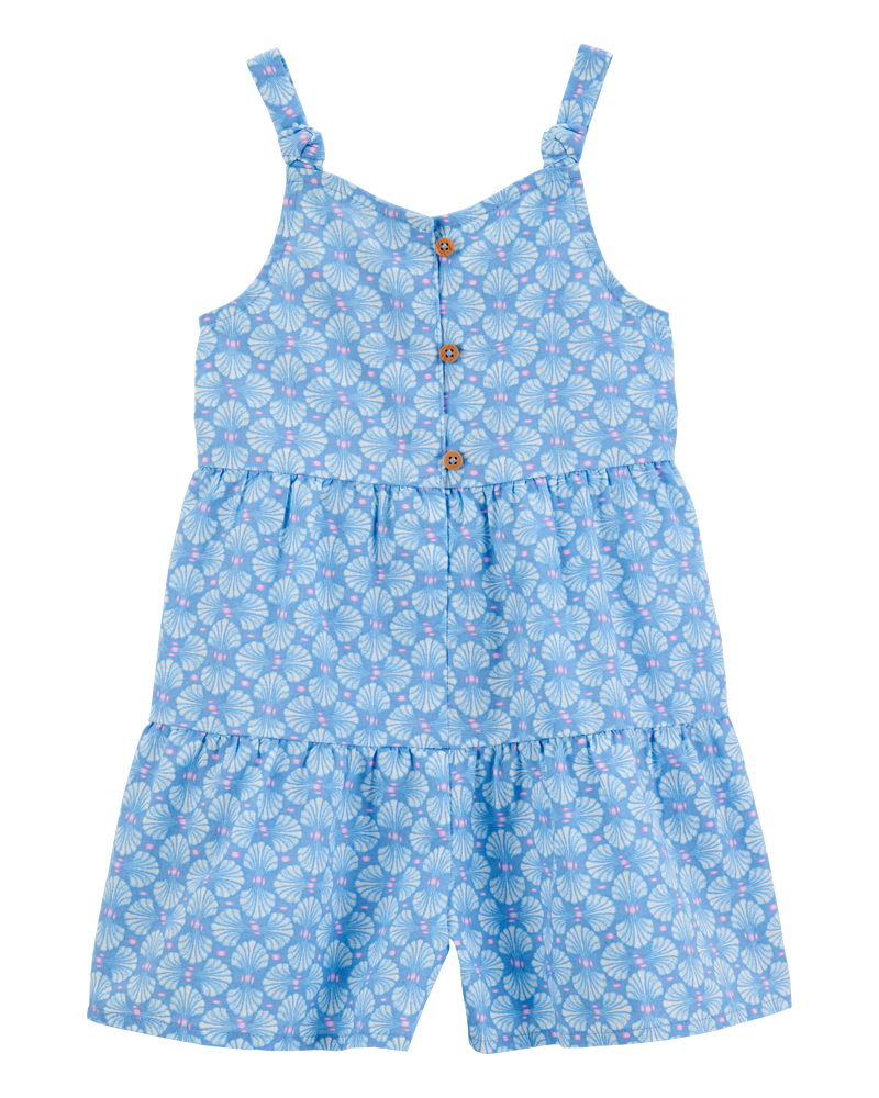Toddler Tropical Print Button-Down Romper - Blue, image 1 of 3 slides