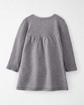 Baby Organic Cotton Ribbed Sweater Knit Dress in Gray, 