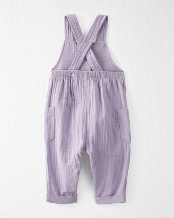 Baby Organic Cotton Gauze Overalls in Lilac, 