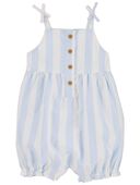 Blue/White - Baby Cabana Striped Cotton Romper