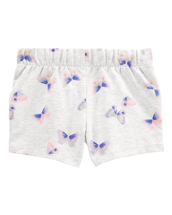 Baby Butterfly Print Pull-On French Terry Shorts - Grey, 