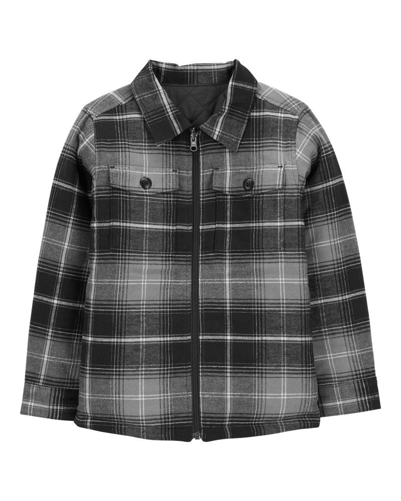 Kid Reversible Flannel Jacket - Black, image 1 of 6 slides